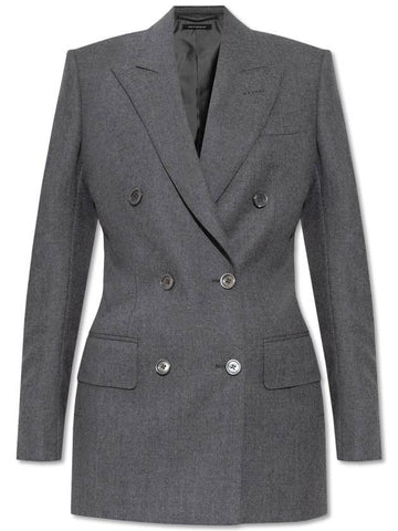 Tom Ford Double-breasted Blazer, Women's, Grey - TOM FORD - BALAAN 1