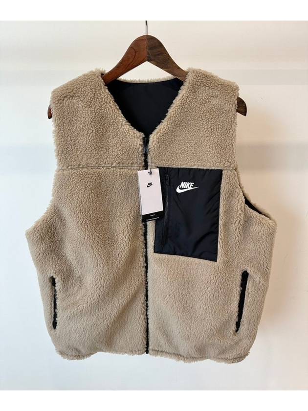 Reversible Sherpa Vest Khaki Black - NIKE - BALAAN 7