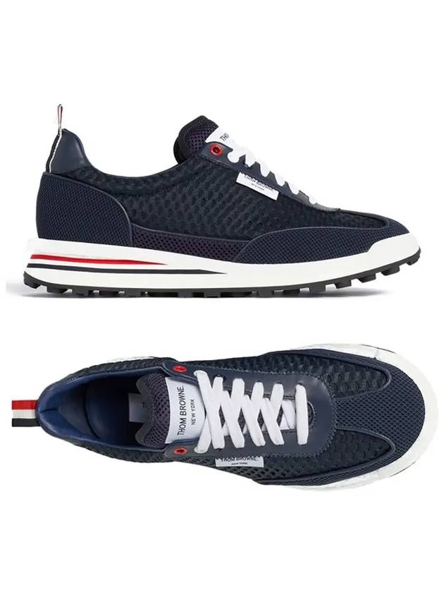 Men's Heavy Athletic Mesh Tech Runner Low Top Sneakers Navy - THOM BROWNE - BALAAN 2