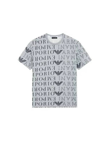 UNDERWEAR Men s Logo Pattern Crew Neck Lounge T Shirt Melange Gray - EMPORIO ARMANI - BALAAN 1