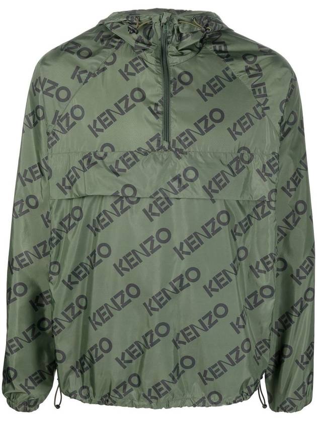 Allover Logo Hoodie Anorak Green - KENZO - BALAAN 2