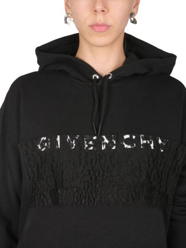 Lace Oversized Hoodie Top Black - GIVENCHY - BALAAN 5