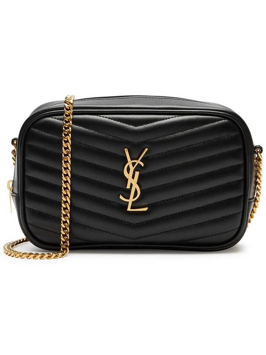 Lou Gold Mini Leather Cross Bag Black - SAINT LAURENT - BALAAN 2