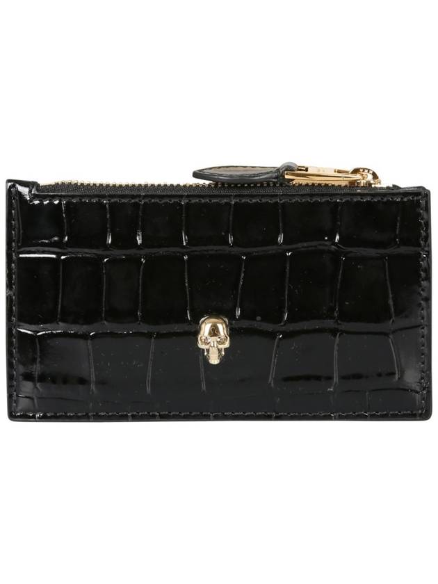 Skull Crocodile Embossed Zipper Card Wallet Black - ALEXANDER MCQUEEN - BALAAN 2