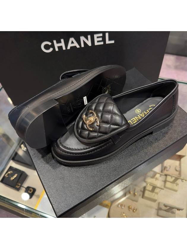 Loafers Lambskin Gold Black - CHANEL - BALAAN 9