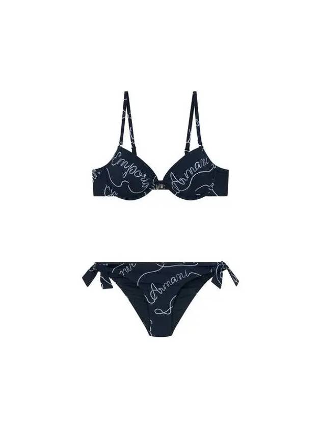 UNDERWEAR Women's Rope Logo Print Bikini Set Marine 270184 - EMPORIO ARMANI - BALAAN 1