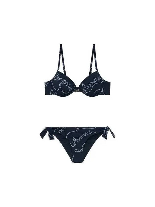 UNDERWEAR Women s Rope Logo Print Bikini Set Marine 270228 - EMPORIO ARMANI - BALAAN 1