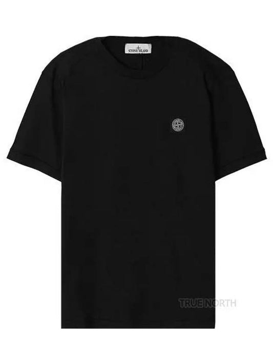 Logo Patch Short Sleeves T-Shirt Black - STONE ISLAND - BALAAN 2