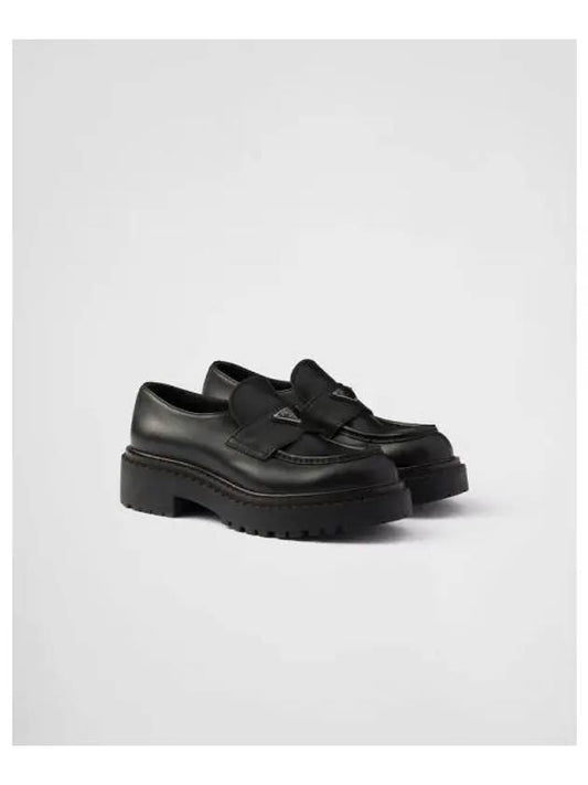 Triangle Logo Leather Loafers Black - PRADA - BALAAN 2