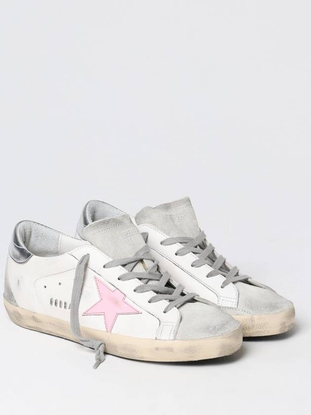 Women's Superstar Silver Heel Tab Pink Star Low Top Sneakers White - GOLDEN GOOSE - BALAAN 3