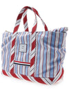 Logo Patch Stripe Tool Medium Tote Bag Light Blue - THOM BROWNE - BALAAN 3