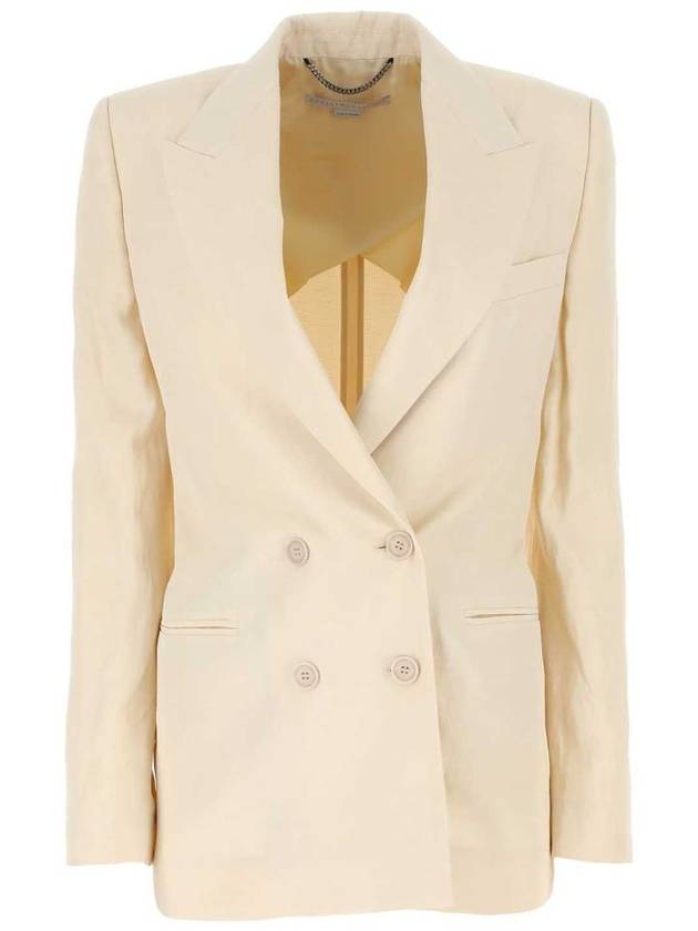 Women's Fluid Double Breasted Linen Jacket Buttermilk Cream - STELLA MCCARTNEY - BALAAN 2