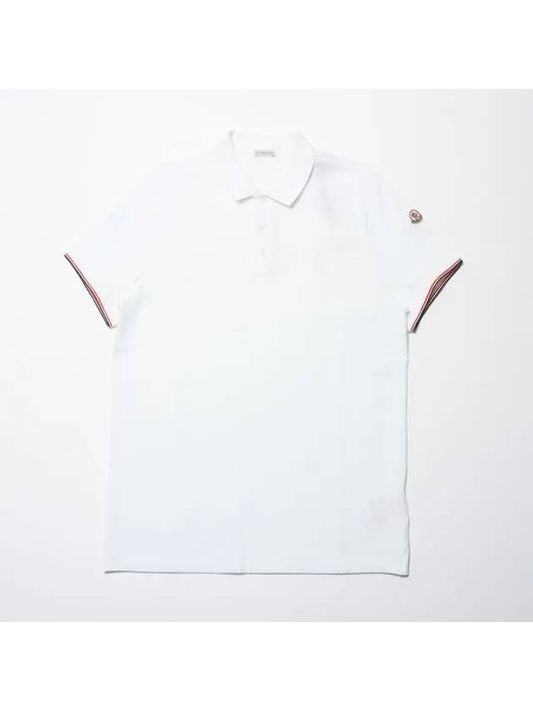 arm logo patch sleeve three stripes detail PK shirt white - MONCLER - BALAAN 2