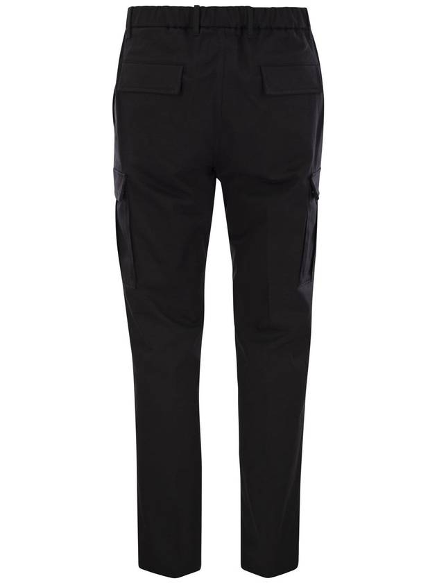 Cotton Gabardine Cargo Straight Pants Black - MONCLER - BALAAN 3