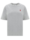 Small Heart Logo Boxy Fit Short Sleeve T-shirt Grey - AMI - BALAAN 2