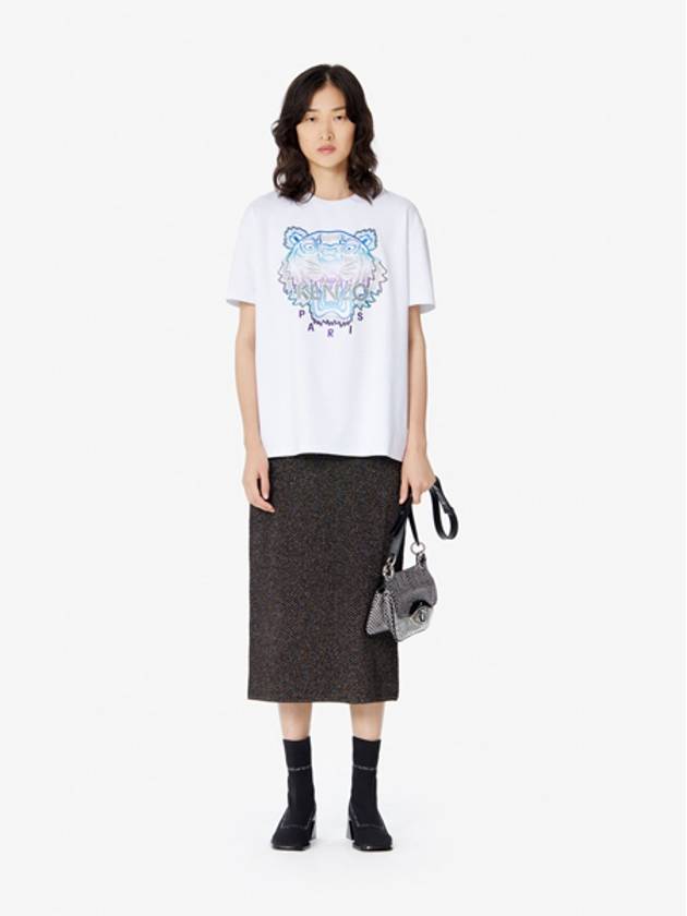 Embroidered Tiger Logo Round Neck Short Sleeve T-Shirt White - KENZO - BALAAN 3