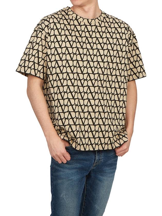 Toile Iconographe Print Cotton Short Sleeve T-Shirt Beige - VALENTINO - BALAAN 5