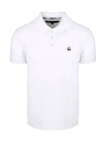 Logo Patch Polo Shirt White - MOOSE KNUCKLES - BALAAN 1