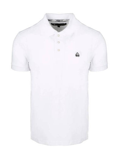 Logo Patch Polo Shirt White - MOOSE KNUCKLES - BALAAN 1