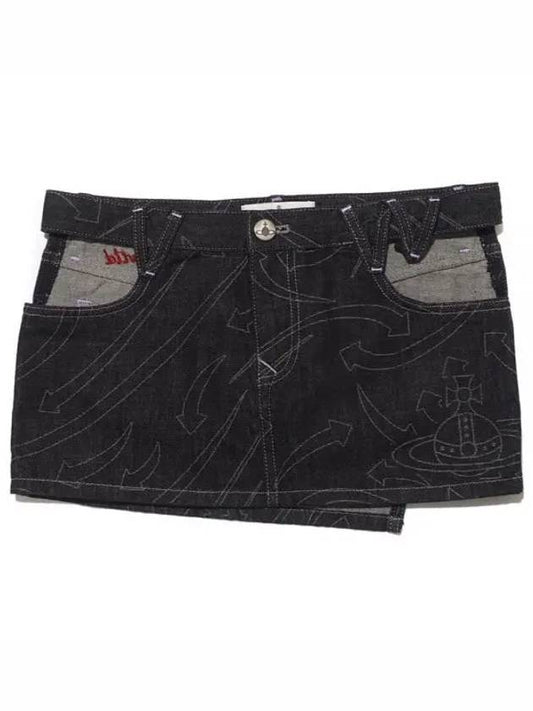 Decorated Stitch Denim H-Line Skirt Black - VIVIENNE WESTWOOD - BALAAN 2