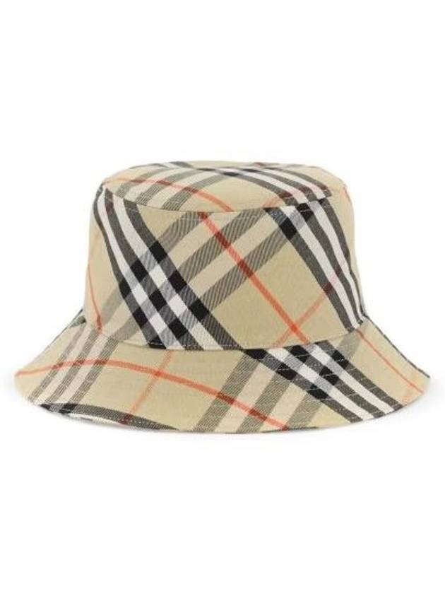 Check Cotton Blend Bucket Hat Beige - BURBERRY - BALAAN 4