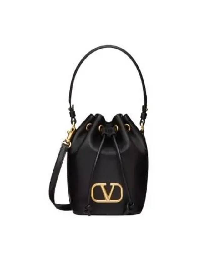 V Logo Signature Nappa Leather Bucket Bag Black - VALENTINO - BALAAN 2