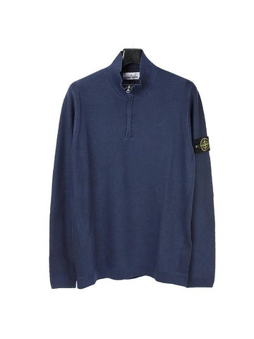 Men's Wappen Patch High Neck Knit Top Navy - STONE ISLAND - BALAAN 1