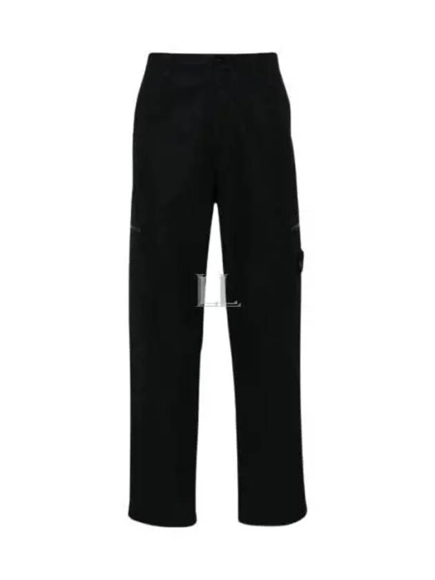 Regular Fit Cargo Cotton Canvas Straight Pants Black - STONE ISLAND - BALAAN 2