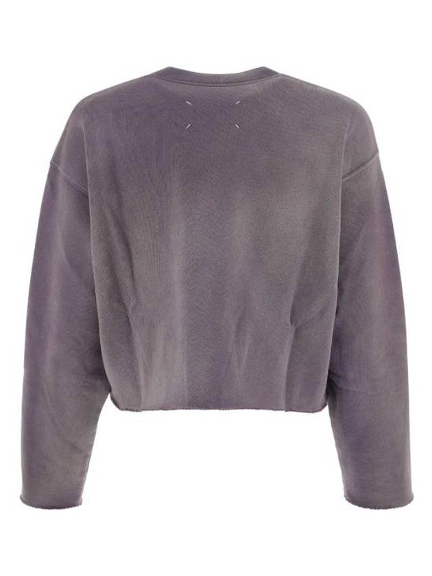 Logo Vintage Cropped Cotton Long Sleeve T-Shirt Lilac - MAISON MARGIELA - BALAAN 3