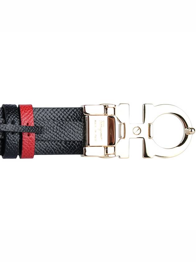 Reversible Gancini Leather Belt Black Lipstick Red - SALVATORE FERRAGAMO - BALAAN 7