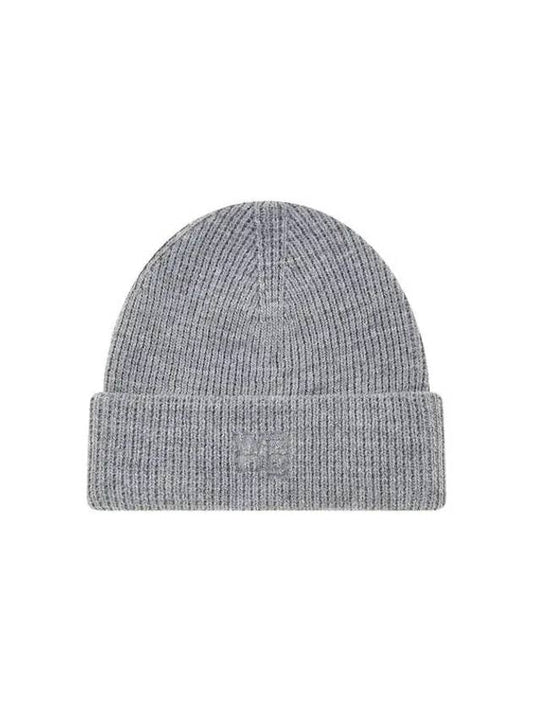 Debossed Logo Knit Beanie Melange Gray 271451 - ALEXANDER WANG - BALAAN 1