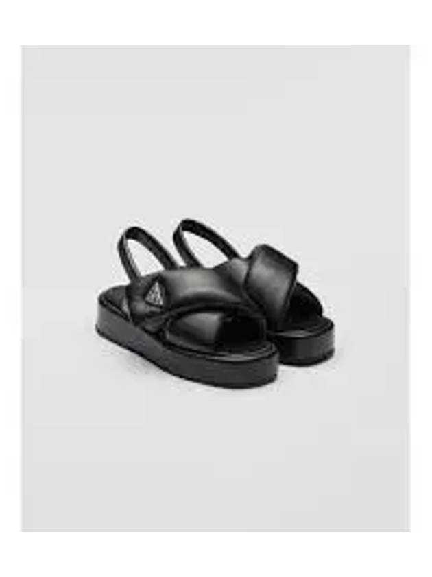 Triangular Logo Soft Padded Nappa Leather Sandals Black - PRADA - BALAAN 2