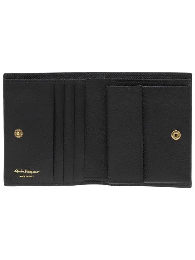 Gancini Compact Half Wallet Black - SALVATORE FERRAGAMO - BALAAN 5