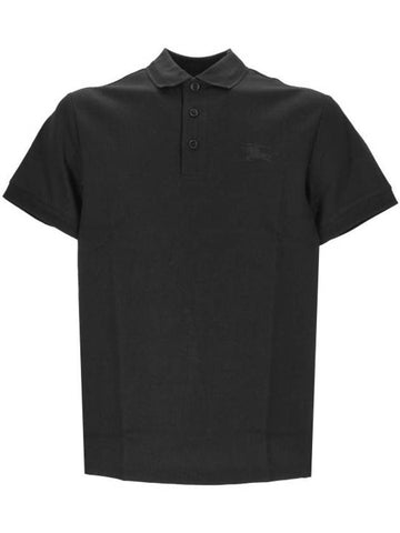 Cotton Polo Shirt Black - BURBERRY - BALAAN 1