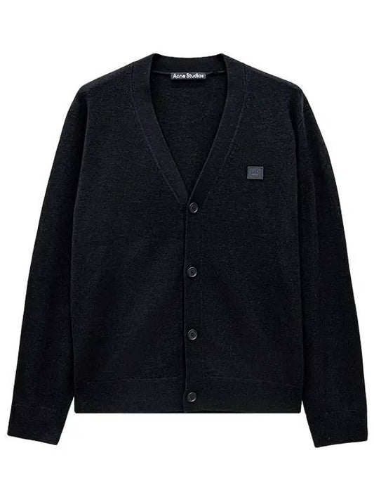 Keve Face Wool V-neck Cardigan Black - ACNE STUDIOS - BALAAN 2