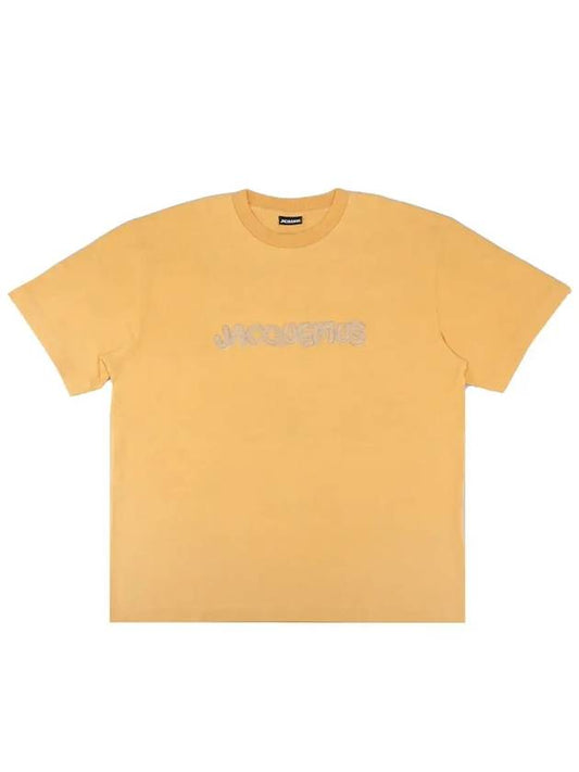 raffia logo short sleeve t-shirt yellow - JACQUEMUS - BALAAN.