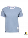 Women's Melange Jersey Ringer Short Sleeve T-Shirt Light Blue - THOM BROWNE - BALAAN 2