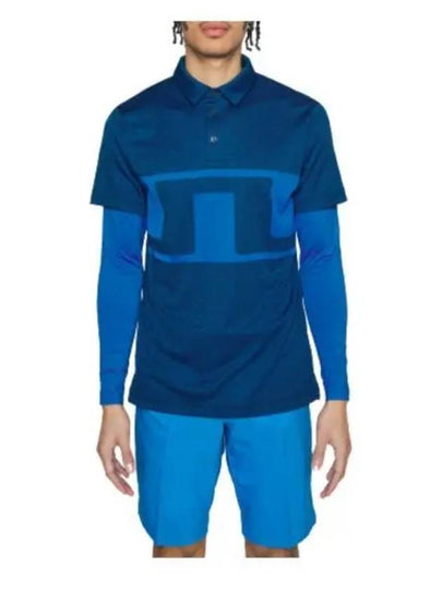 Men's Leon Regular Fit Long Sleeve Polo Shirt Blue - J.LINDEBERG - BALAAN 2