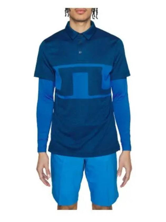 Men's Leon Regular Fit Long Sleeve Polo Shirt Blue - J.LINDEBERG - BALAAN 2