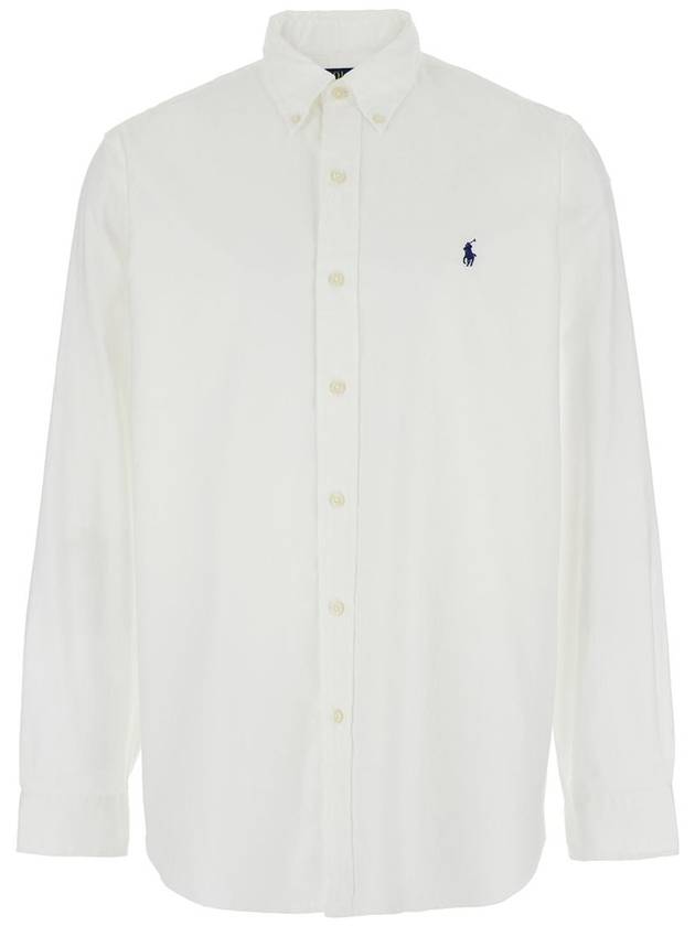 Embroidered Pony Logo Long Sleeve Shirt White - POLO RALPH LAUREN - BALAAN 2