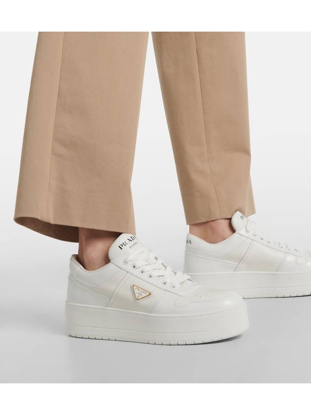 Downtown Bold Leather Low Top Sneakers White - PRADA - BALAAN 3