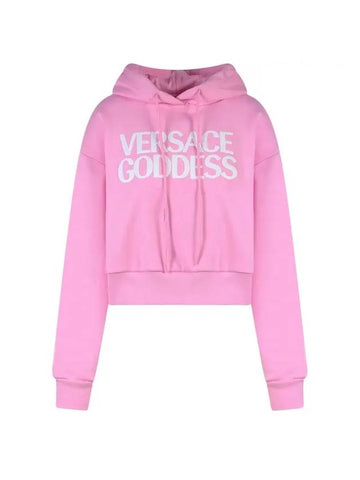 Goddess Crop Hooded Top Pink - VERSACE - BALAAN 1