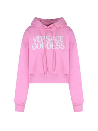 Goddess Crop Hooded Top Pink - VERSACE - BALAAN 1