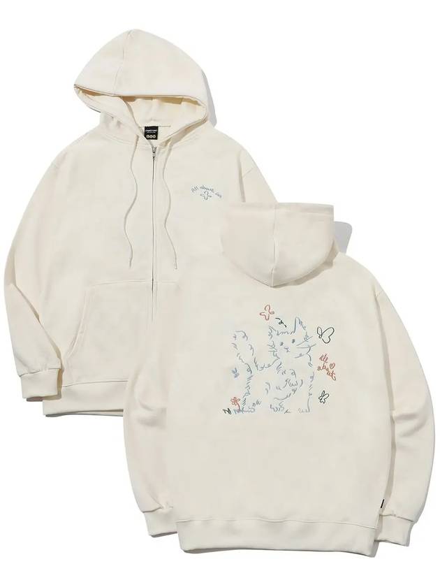 About Love Cat Embroidery Hooded Zip-up Cream - CPGN STUDIO - BALAAN 3