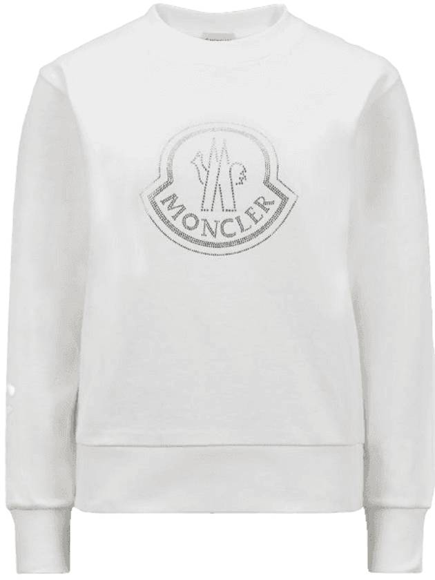 Crystal Logo Sweatshirt Off White - MONCLER - BALAAN 1