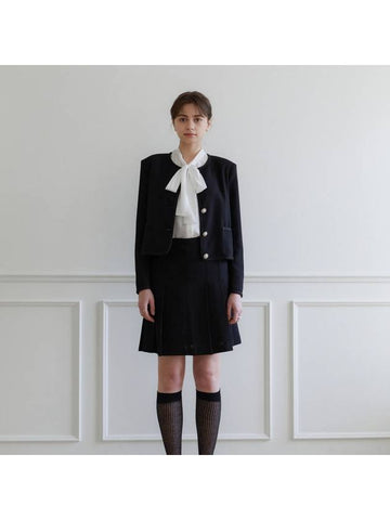 Set Up Black Tweed Over Fit Jacket Skirts - NARU KANG - BALAAN 1