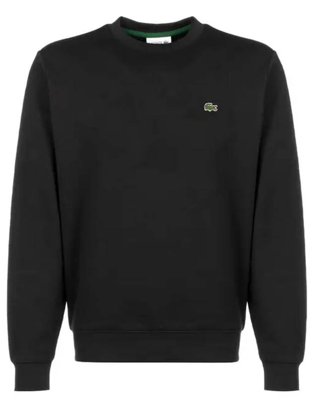 Logo Patch Crewneck Sweatshirt Black - LACOSTE - BALAAN 2