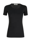 Crew Neck Plain Slim Polyamide Short Sleeve T-shirt Black - JIL SANDER - BALAAN 1