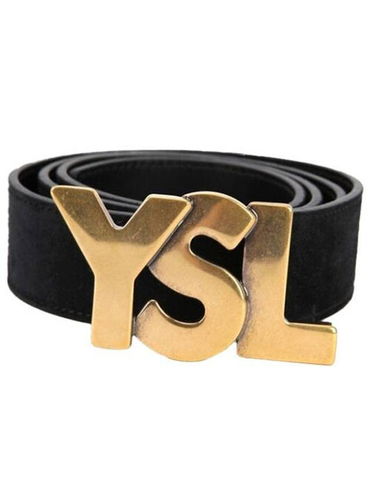 YSL gold logo leather belt black - SAINT LAURENT - BALAAN.