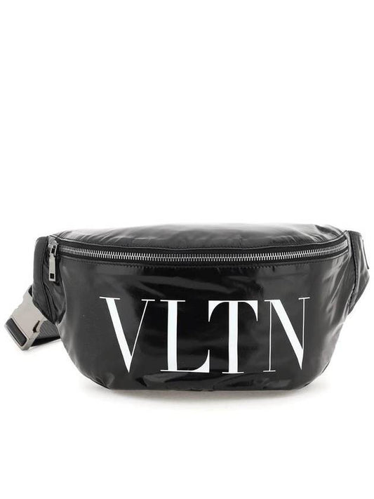 VLTN logo print leather belt bag black - VALENTINO - BALAAN.